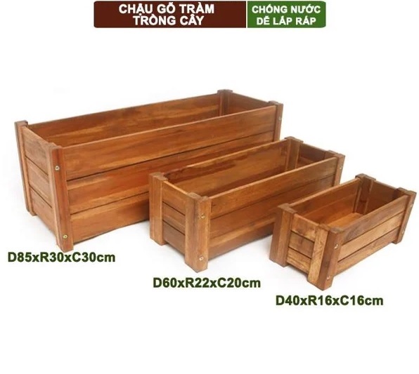 Chậu Gỗ Trồng Cây Hình Chữ Nhật (40x18) Chậu Gỗ Trồng Cây Hình Chữ Nhật (40x18)