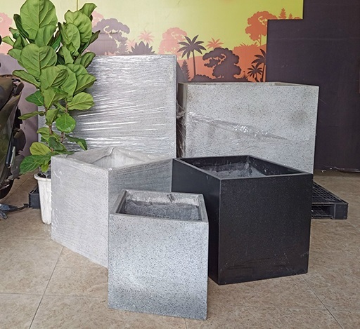 Chậu trồng cây vuông 70cm xi măng đá mài Chậu trồng cây vuông 70cm xi măng đá mài